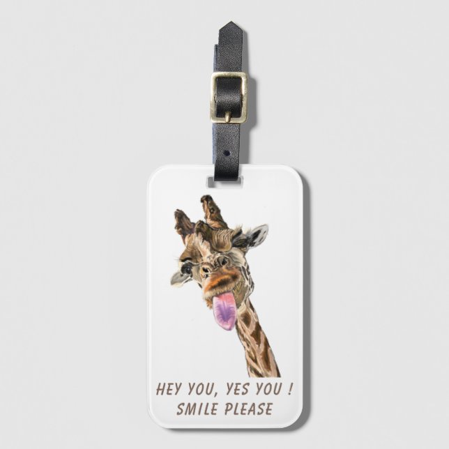 Funny Giraffe Luggage Tag - Anpassningsbar Text Bagagebricka (Framsida vertikal)