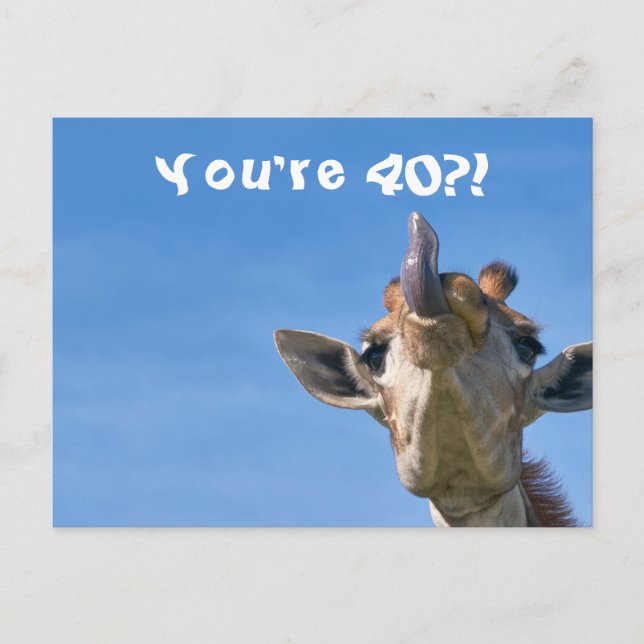 Funny Giraffe Lycklig 40:e födelsedagen Vykort (Framsida)