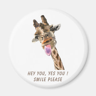 Funny Giraffe Magnet Gift - Smile - Anpassningsbar