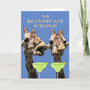 Funny Giraffe Margarita Birthday Card Kort