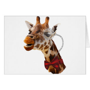 Funny Giraffe med Bowtie och Monocle Hälsningskort