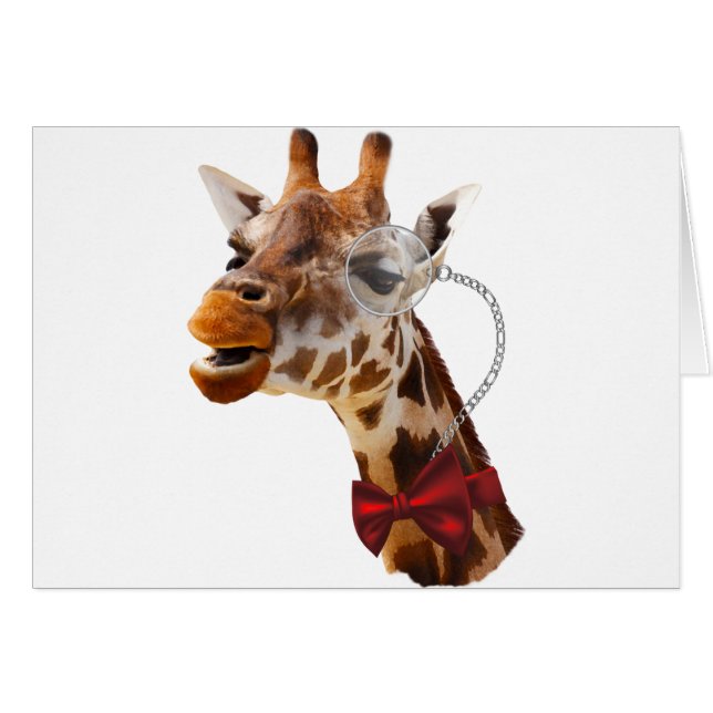 Funny Giraffe med Bowtie och Monocle Hälsningskort (Framsidan Horizontal)
