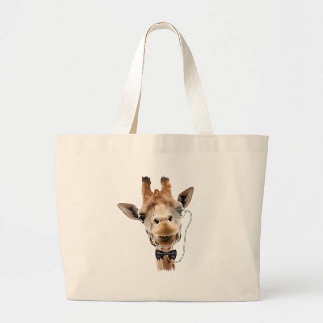 Funny Giraffe med Bowtie och Monocle Jumbo Tygkasse (Framsidan)