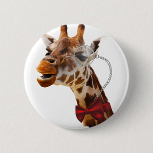 Funny Giraffe med Bowtie och Monocle Knapp