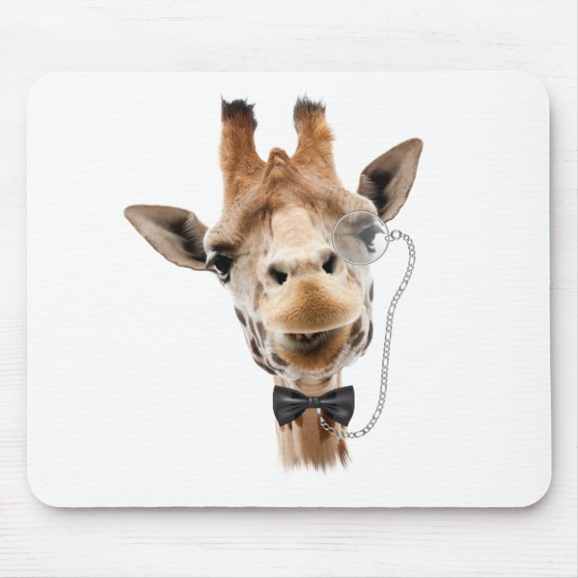 Funny Giraffe med Bowtie och Monocle Musmatta (Framsidan)