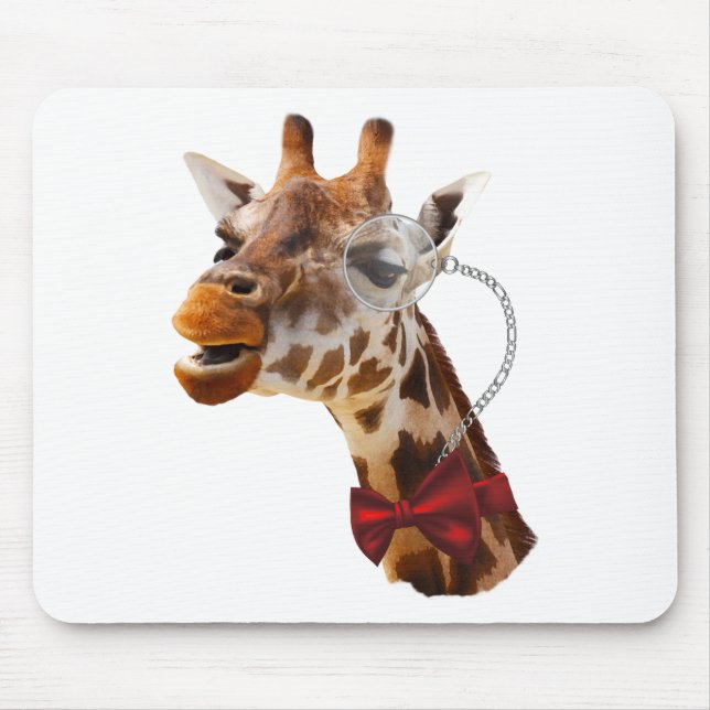 Funny Giraffe med Bowtie och Monocle Musmatta (Framsidan)