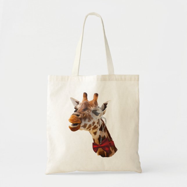 Funny Giraffe med Bowtie och Monocle Tygkasse (Framsidan)