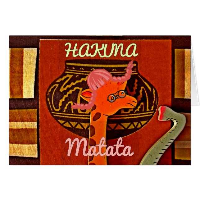 Funny Giraffe med coola text Hakuna Matata Hälsningskort (Framsidan Horizontal)