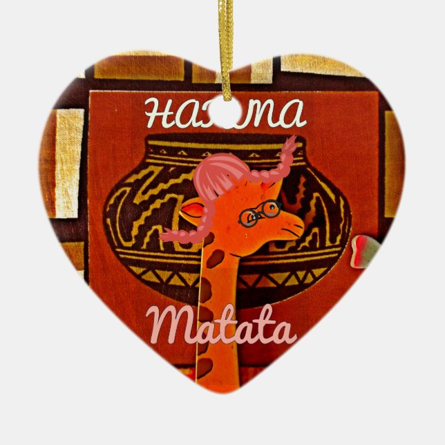 Funny Giraffe med coola text Hakuna Matata Julgransprydnad Keramik (Framsidan)