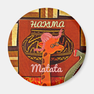 Funny Giraffe med coola text Hakuna Matata Magnet
