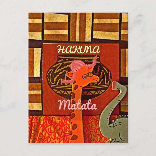 Funny Giraffe med coola text Hakuna Matata Vykort (Framsida)