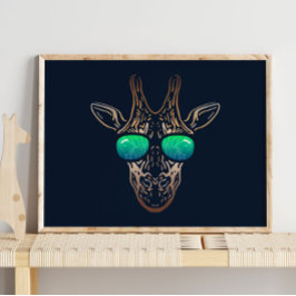 Funny Giraffe | Med solglasögon för väggutskrift Poster