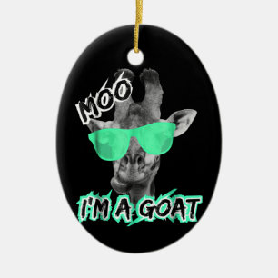 Funny Giraffe Moo Im A Goat Cute Zoo Animal Gift Julgransprydnad Keramik