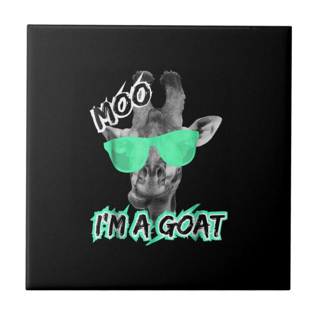 Funny Giraffe Moo Im A Goat Cute Zoo Animal Gift Kakelplatta (Framsidan)