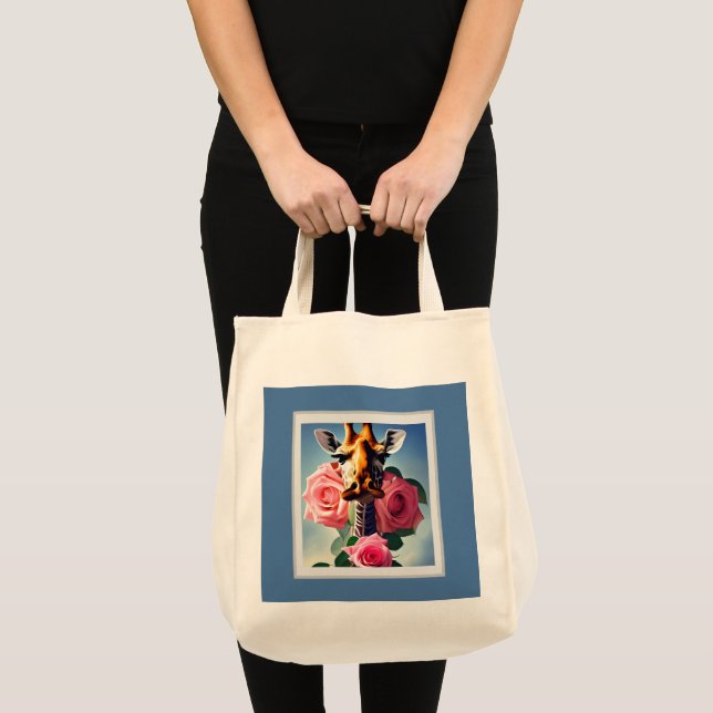 Funny Giraffe och Ro Surreal Shopping Tote Tygkasse (Framsida (produkt))