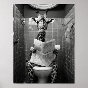 Funny Giraffe på Toilet Poster