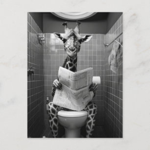 Funny Giraffe på Toilet Vykort