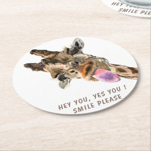 Funny Giraffe Papper Underläggs Smile - Anpassning Underlägg Papper Rund