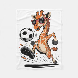 Funny Giraffe Playing Soccer Ll Artwork Cool Anima Fleecefilt