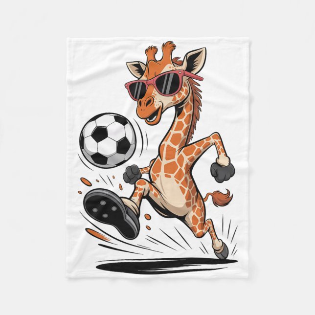 Funny Giraffe Playing Soccer Ll Artwork Cool Anima Fleecefilt (Framsidan)