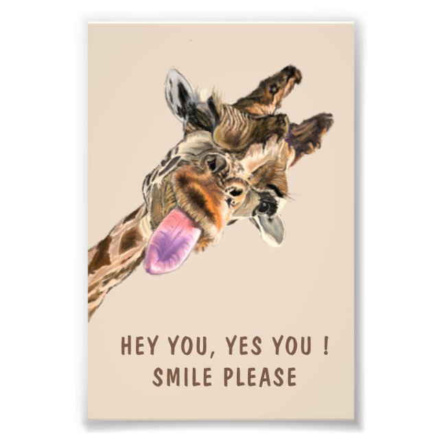 Funny Giraffe Poster Hey You Smile Please (Framsidan)