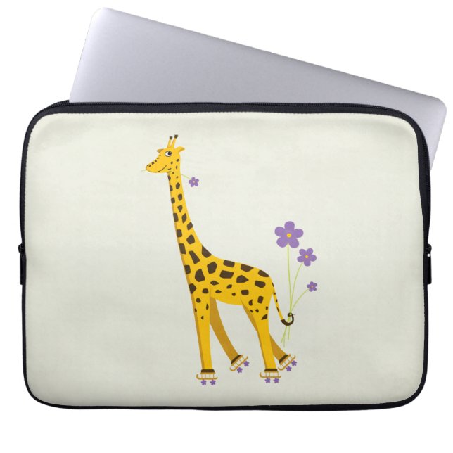 Funny Giraffe Roller Skating 15in Laptop Fodral (Framsidan)