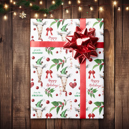 Funny Giraffe Santa Hat Holly Heart Presentpapper