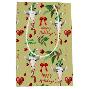 Funny Giraffe Santa Hat Holly jul