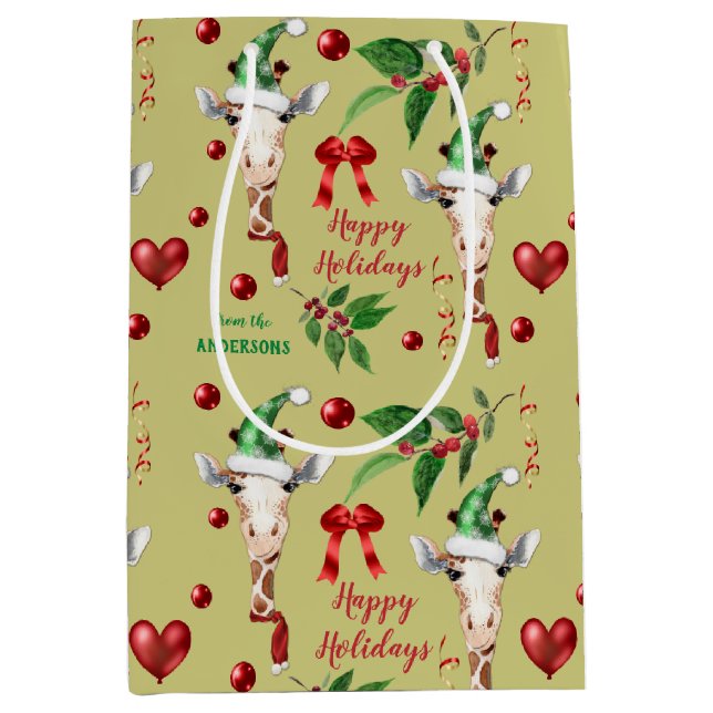 Funny Giraffe Santa Hat Holly jul (Framsidan)