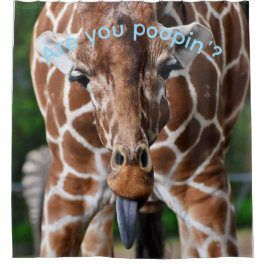 Funny Giraffe Shower Curtain “Are You Poopin’?” –