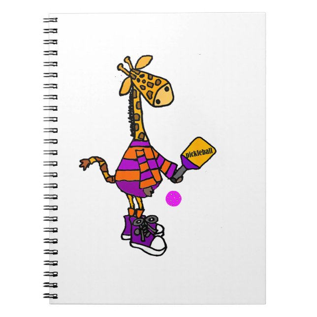 Funny Giraffe spelar Pickleball Anteckningsbok (Framsidan)