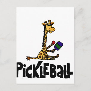 Funny Giraffe spelar upp Tecknaden Pickleball Vykort