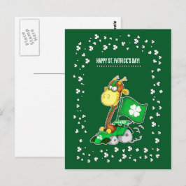 Funny Giraffe St. Patrick-Day Postcard Vykort