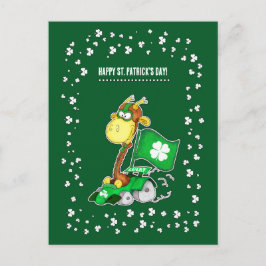 Funny Giraffe St. Patrick-Day Postcard Vykort