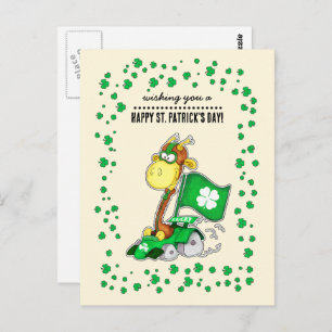Funny Giraffe St. Patrick-Day Postcard Vykort