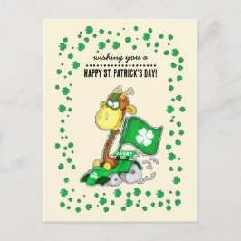 Funny Giraffe St. Patrick-Day Postcard Vykort
