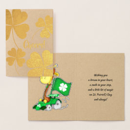 Funny Giraffe St.Patrick-Day Real Foil Cards Folierat Kort