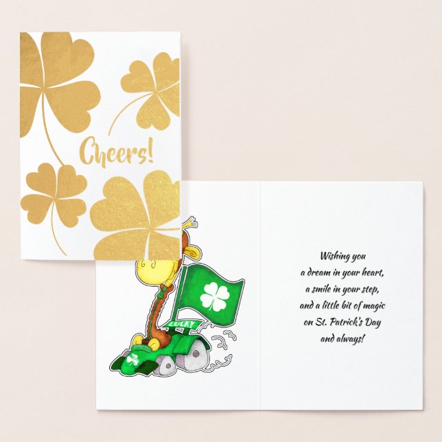 Funny Giraffe St.Patrick-Day Real Foil Cards Folierat Kort (Display)