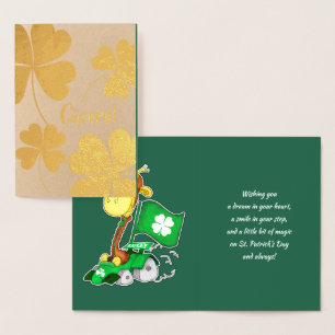 Funny Giraffe St.Patrick's Day Folierat Kort