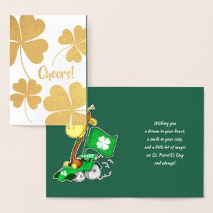 Funny Giraffe St.Patrick's Day Folierat Kort