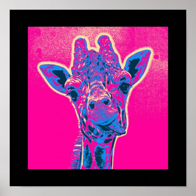 Funny Giraffe Sticking out Hans Tunga Poster (Framsidan)