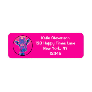 Funny Giraffe Sticking out Hans Tunga Returadress Etikett