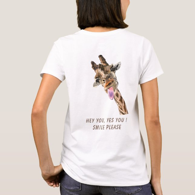 Funny Giraffe T-Shirt - Anpassningsbar Text (Baksida)
