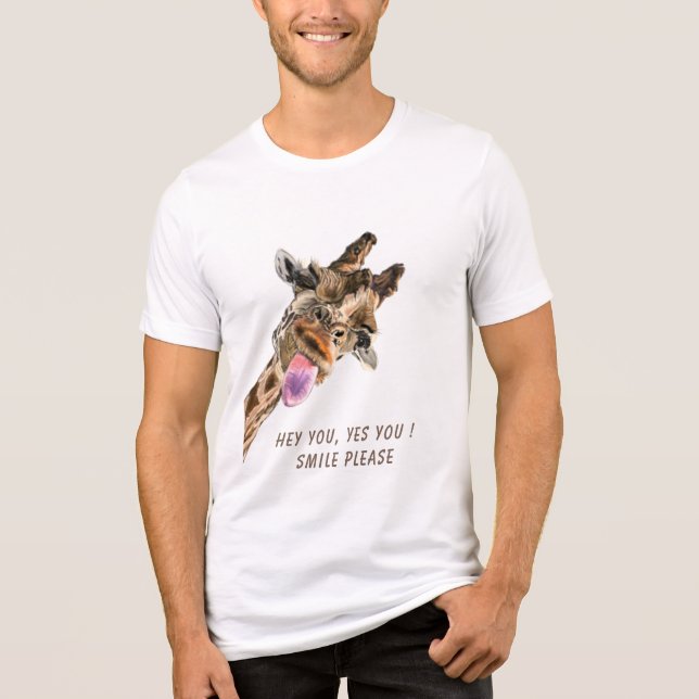 Funny Giraffe T-Shirt Anpassningsbar Text (Framsida)