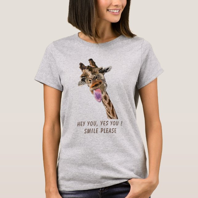 Funny Giraffe T-Shirt - Anpassningsbar Text (Framsida)