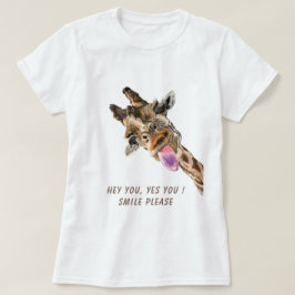Funny Giraffe T-Shirt Smile - Anpassningsbar Text