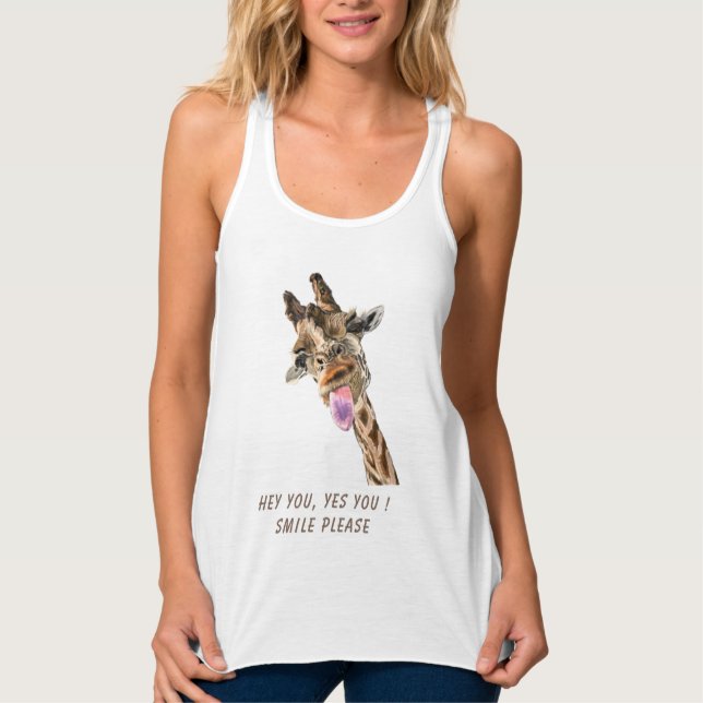 Funny Giraffe Tanktop Linne Med Racerback (Framsida)