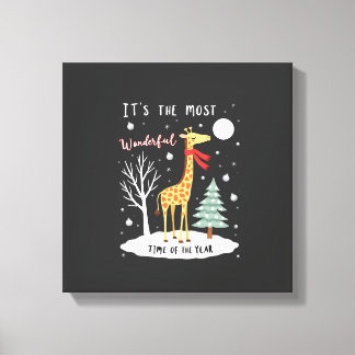 Funny Giraffe The Most Wonderful Time Christmas T- Canvastryck