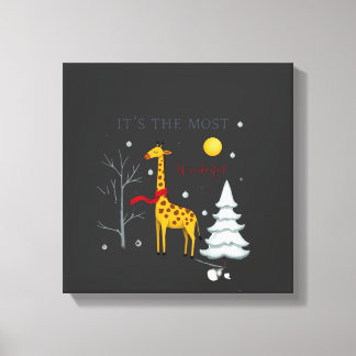 Funny Giraffe The Most Wonderful Time Christmas T- Canvastryck