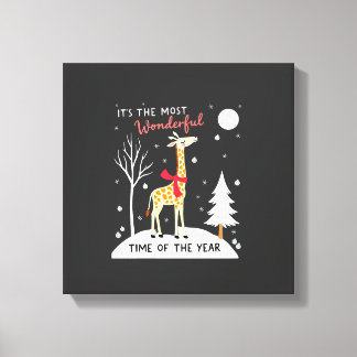 Funny Giraffe The Most Wonderful Time Christmas T- Canvastryck
